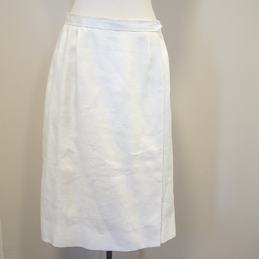 Ysl. Yves Saint Laurent White Linen Wrap Around Skirt